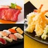 「フードライブメニュー」（写真左）ジューシーなローストビーフや、サクサクの天ぷら、にぎり寿司が登場！
