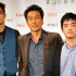 『キツツキと雨』会見にて（左から）小栗旬、役所広司、沖田修一監督