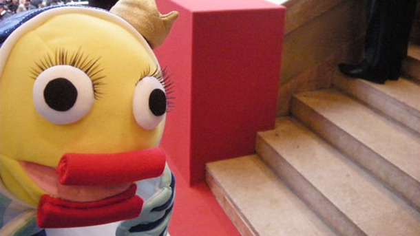 「ムービープラス」のカンヌ・レポーター“ウオ子ちゃん”もレッドカーペットに登場！ photo：Ayako Ishizu