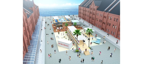 横浜赤レンガ倉庫では、7月31日（金）から8月30日（日）まで、アメリカ西海岸のビーチリゾートをテーマにした夏季限定イベント「RED BRICK RESORT 2015（レッド ブリック リゾート2015）」を開催。