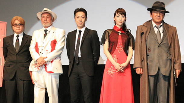 『THE CODE／暗号』プレミア試写会（左から）林監督、宍戸錠、尾上菊之助、稲森いずみ、松方弘樹