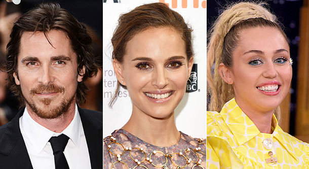 クリスチャン・ベール＆ナタリー・ポートマン＆マイリー・サイラス-(C)Getty Images
