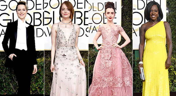 エマ・ストーン＆ヴィオラ・デイヴィス＆リリー・コリンズ＆エヴァン・レイチェル・ウッド／第74回ゴールデン・グローブ賞授賞式のレッドカーペット-(C)Getty Images