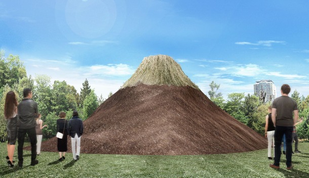 東京ミッドタウン10周年記念 富士山のモニュメントが芝生広場に登場