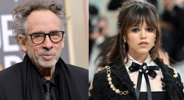 ティム・バートン Photo by Amy Sussman/Getty Images／ジェナ・オルテガ Photo by Jamie McCarthy/Getty Images