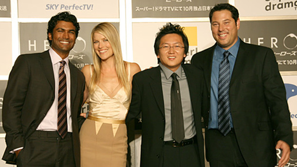 「HEROES／ヒーローズ」（左から）センディル・ラママーシー、アリ・ラーター、マシ・オカ、グレッグ・グランバーグ来日記者会見