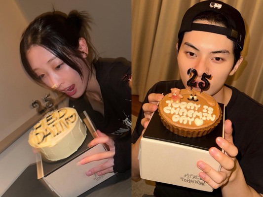 “公開恋愛中” イ・チェミンとリュ・ダイン、誕生日ケーキもカップル仕様!?【PHOTO】