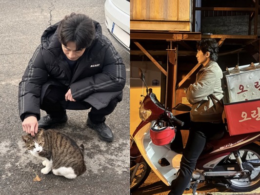 シン・ハギュン×野良猫、“猫×猫の無害な癒やしのツーショット”で心が洗われる【PHOTO】