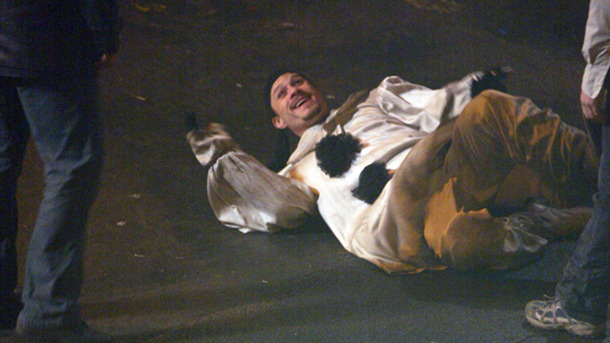 『Imaginarium of Doctor Parnassus』（原題）のセットでのヒース　-(C) Splash/AFLO