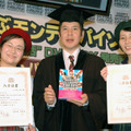 「空飛ぶモンティ・パイソン」日本語吹替復活DVD BOX 発売を記念して行われた“モンティアカデミー公開入学試験”学長の関根勤とハリセンボンの2人