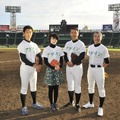 「甲子園キャッチボール」に参加する工藤阿須加＆波瑠＆中井貴一＆柳葉敏郎