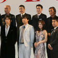 『GOEMON』完成報告会見にて（前列左より）紀里谷和明監督、大沢たかお、江口洋介、広末涼子、ゴリ（後列左より）要潤、伊武雅刀、奥田瑛二、中村橋之助、寺島進、平幹二朗