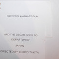 「THE OSCAR GOES TO “DEPARTURES”　JAPAN」とある