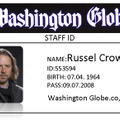 ワシントングローブ紙のラッセル・クロウ氏社員証