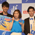 竹内涼真、松岡茉優、柾木玲弥／「爽」新CM発表会