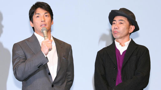 『ポストマン』完成披露試写会にて　長嶋一茂＆木梨憲武