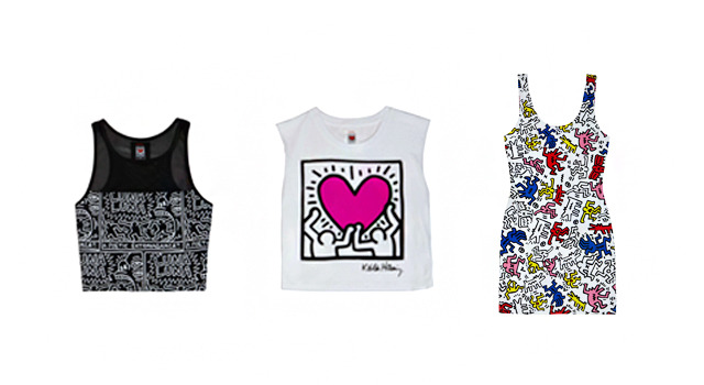 FOREVER 21 meets. キース・へリング and ジャン＝ミシェル・バスキアの限定コラボレーションアイテム。レディース右：ワンピース　1,980円、中央：タンクトップ　1,380円、左：タンクトップ　1,280円※価格は変更になる可能性があります。