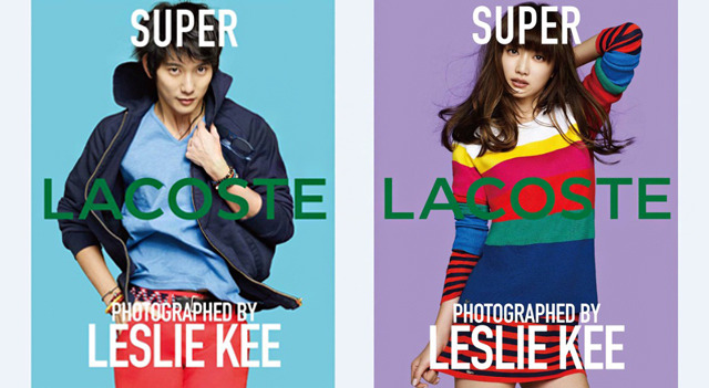 写真家レスリー・キーが撮り下ろした「SUPER LACOSTE　PHOTOGRAPHED BY LESLIE KEE」より。左：平岡　祐太　　右：ヨンア