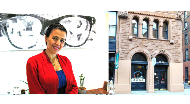 写真左：セリマ・オプティークのデザイナー セリマ・サラウン、右：NYにあるショップ BOND 07