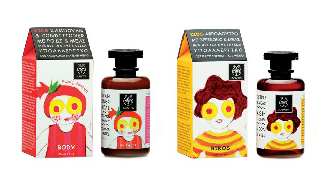 左：キッズ シャンプー＆コンディショナー ポメグラネート＆ハニー（250mL 2,808円）　右：キッズ シャワージェル アプリコット＆ハニー（250mL 2,808円）