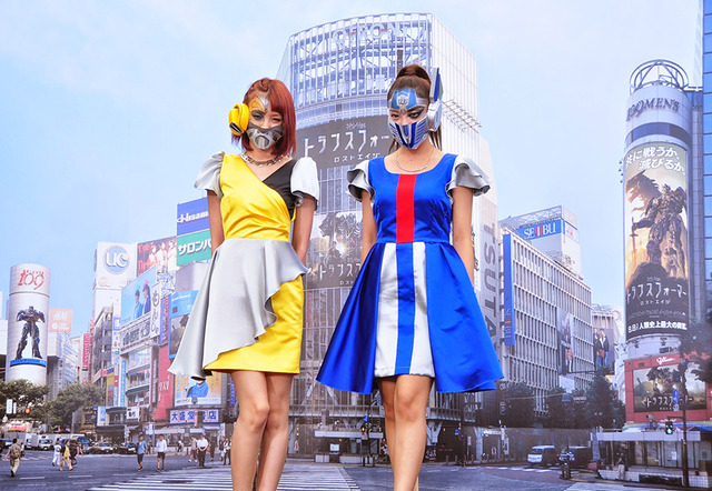 『トランスフォーマー』ものまねメイクを披露した、ざわちん＆南明奈／映画『トランスフォーマー／ロストエイジ』