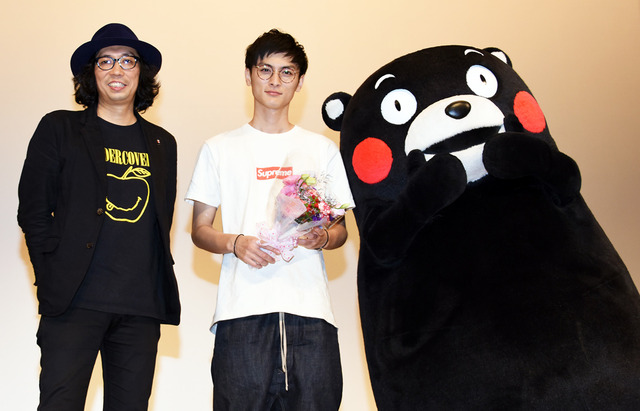高良健吾＆行定勲（監督）＆くまモン in 第10回 菊池国際交流映画祭