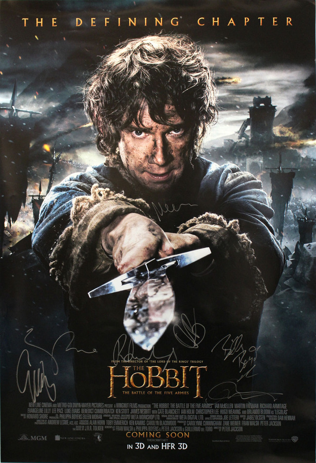 キャストのサイン入り『ホビット 決戦のゆくえ』ポスター