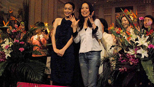 『七夜待』 女性限定試写会にて（左より）長谷川京子、河瀬直美監督