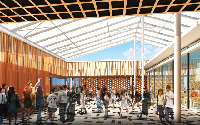 2階フードコート隣に位置するイベント広場では、自治体や団体などによる日本の食、食文化に関連するワークショップ、パフォーマンス、映像放映、展示などが行われる。