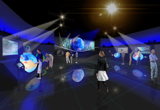 現代の地球が抱える諸問題を可視化し、それらの課題解決に向けた日本の最先端の技術開発や国際貢献の取り組みを未来ビジョンとともに紹介するフューチャー・ラボ空間。