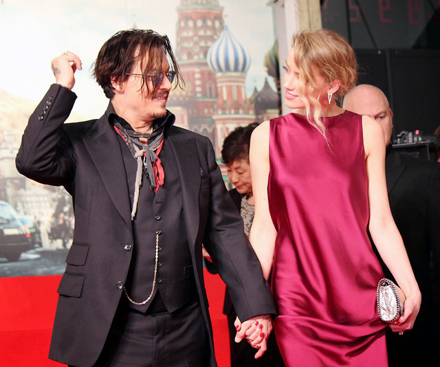 ジョニー・デップ＆婚約者アンバー・ハード／『チャーリー・モルデカイ 華麗なる名画の秘密』ジャパンプレミア