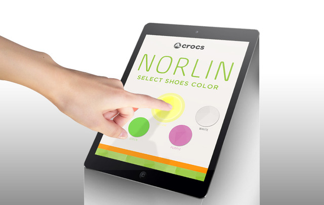 空中ストア内に設置されたiPodで好きなカラーのノーリンにタッチすれば、ドローンが手元まで運んできてくれる仕掛け。