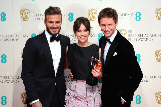 デビッド・ベッカム＆エディ・レッドメイン＆フェリシティ・ジョーンズ -(C) Getty Images