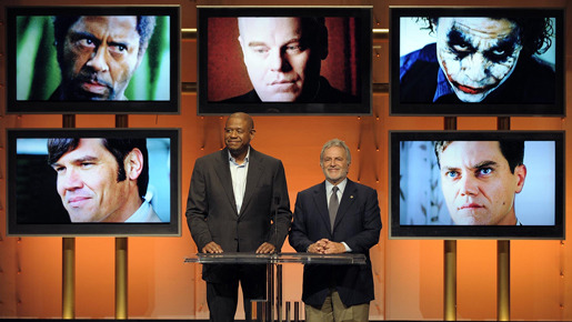 俳優のフォレスト・ウィテカー（左）とシド・ガニス映画芸 術科学アカデミー会長によってノミニーが発表、写真は助演男優賞のノミネーション発表のときのもの　-(C) XQI HENG/INHUA/Gamma/Eyedea/AFLO