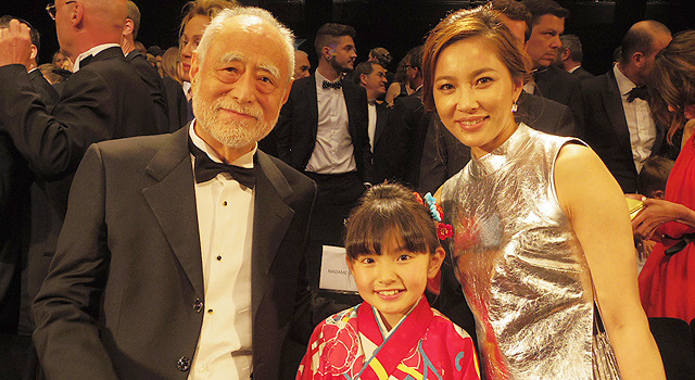 津川雅彦、鈴木梨央、瀬戸朝香／第68回カンヌ国際映画祭