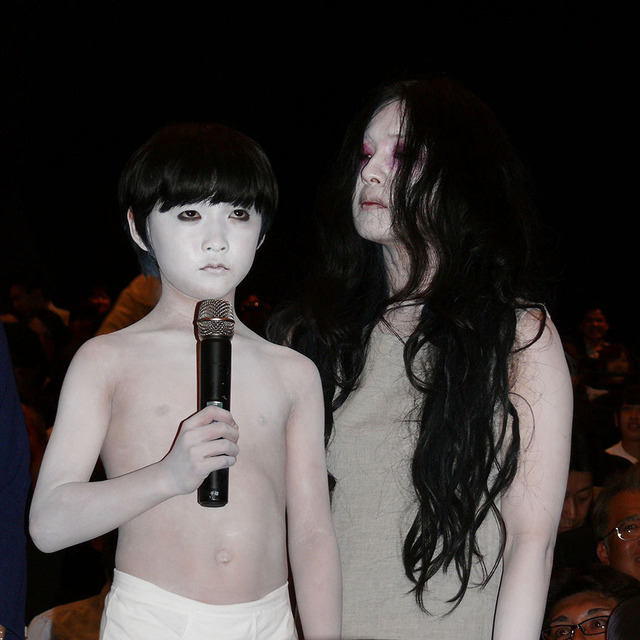 伽椰子役の最所美咲、俊雄役の小林颯／『呪怨 -ザ・ファイナル-』完成披露試写会