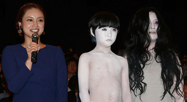 平愛梨、伽椰子役の最所美咲、俊雄役の小林颯／『呪怨 -ザ・ファイナル-』完成披露試写会