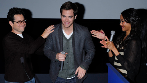 『スター・トレック』世界初のお披露目（左より）J.J.エイブラムス監督、クリス・パイン、ゾーイ・サルダナ