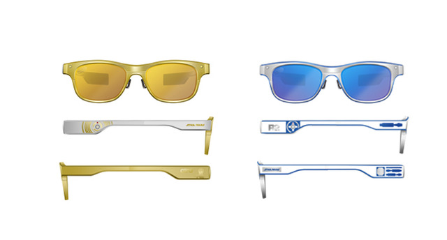 「JINS MEME ES STAR WARS Edition」　左：C-3POモデル、右：R2-D2モデル。