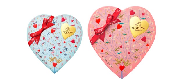 ハート型のボックスの「クープダムール ハートボックス」 。6粒入 2,592円、11粒入 4,104円 。