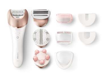 「サティネル プレステージ」には、用途別に全8 種類のヘッドやキャップが付属。