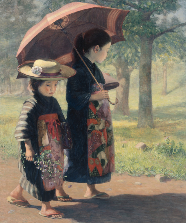 児島虎次郎　登校　1906（明治39）年油彩、キャンバス高梁市成羽美術館蔵