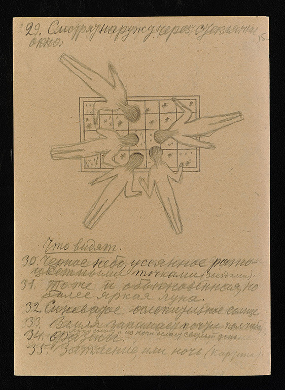 コンスタンチン・ツィオルコフスキー手稿（『宇宙旅行アルバム』より）1933年鉛筆、紙31.1×22.7cm所蔵：ロシア科学アカデミー・アーカイブ（ARAS）ARAS. F. 555. File 84. Sheet 15.