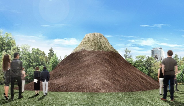 東京ミッドタウン10周年記念 富士山のモニュメントが芝生広場に登場