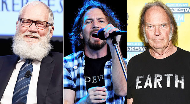 デイヴィッド・レターマン＆「パールジャム」エディ・ヴェダー＆ニール・ヤング-(C)Getty Images