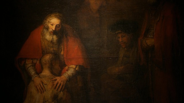 レンブラント「放蕩息子の帰還」『エルミタージュ美術館　美を守る宮殿』Hermitage Revealed （C）Foxtrot Hermitage Ltd. All Rights Reserved.　