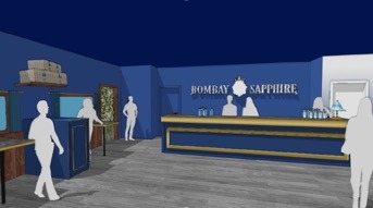 「Flavour Journey  Express by BOMBAY SAPPHIRE ～香りを愉しむ列車の旅～」　旅への出発　特別列車をイメージしたバー