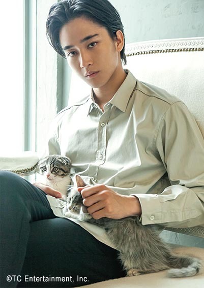 佐藤寛太with子猫（ラガマフィン／スコティッシュフォールド）　写真展「ねこカレ」（C） TC Entertainment,Inc.