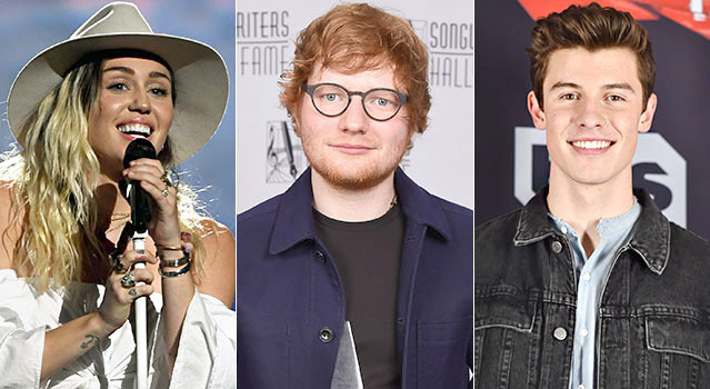 マイリー・サイラス＆エド・シーラン＆ショーン・メンデス-(C)Getty Images