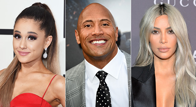 アリアナ・グランデ&ドウェイン・ジョンソン&キム・カーダシアン-(C)Getty Images